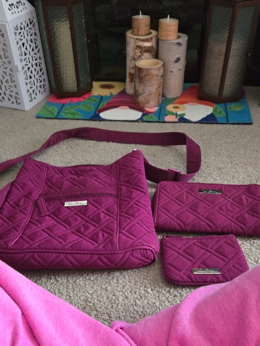 Vera Bradley Magenta Quilted Crossbody Bag with Wallet & Card Pouch